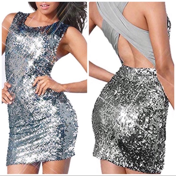 Fits 6-8 Silver sequin cross back mini - Picture 1 of 7